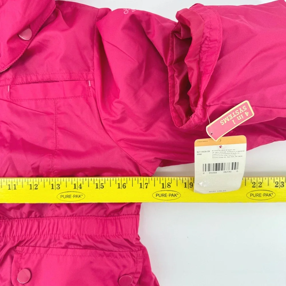 New OshKosh B'gosh 4-in-1 Systems Jacket Girls Size 7‎ Pink Striped Fleece Liner